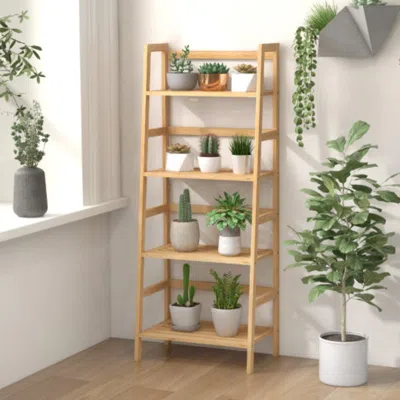 Hivvago 47.5 Inch 4-tier Multifunctional Bamboo Bookcase Storage Stand Rack