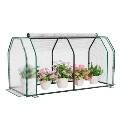 Hivvago 47.5 X 21.5 X 24 Inch Mini Greenhouse With Roll-up Zipper Door