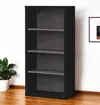 Hivvago 48" Black And Gray Distressed Wood Adjustable Four Tier Bookcase In Black
