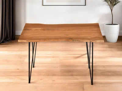 Hivvago 48" Brown And Black Solid Wood And Iron Dining Table