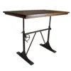 Hivvago 48" Brown And Black Solid Wood And Iron Trestle Base Dining Table In Brown