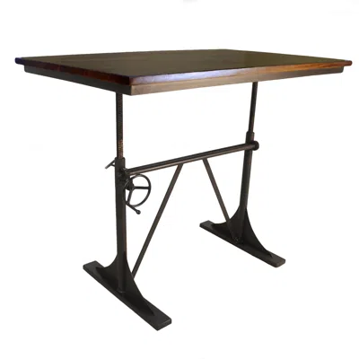 Hivvago 48" Brown And Black Solid Wood And Iron Trestle Base Dining Table
