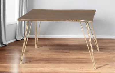Hivvago 48" Brown And Gold Solid Wood And Iron Dining Table