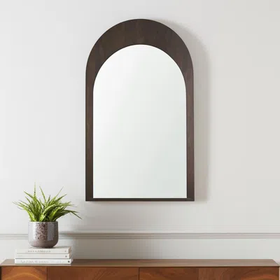 Hivvago 48" Brown Solid Wood Arch Framed Accent Mirror