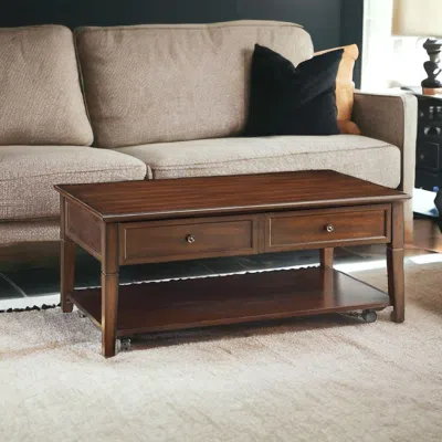 Hivvago 48" Brown Wood Lift Top Coffee Table With Shelf In Multi