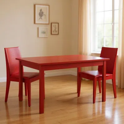 Hivvago 48" Fire Engine Red Solid Wood Dining Table