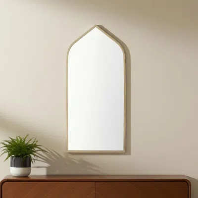 Hivvago 48" Gold Metal Arch Framed Accent Mirror In Neutral