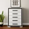 Hivvago 48" Gray And Black Wood Five Drawer Dresser In White