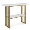 Hivvago 48 Inch 2-tier Console Table With Gold Finished Frame-white