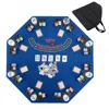 Hivvago 48 Inch 8-player Foldable Poker Table Top With Carrying Bag And Cup Holders In Blue