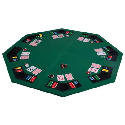 Hivvago 48 Inch 8 Players Octagon Fourfold Poker Table Top In Green