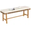 Hivvago 48 Inch Acacia Wood Outdoor Bench With Thick Padded Seat Cushion In Brown