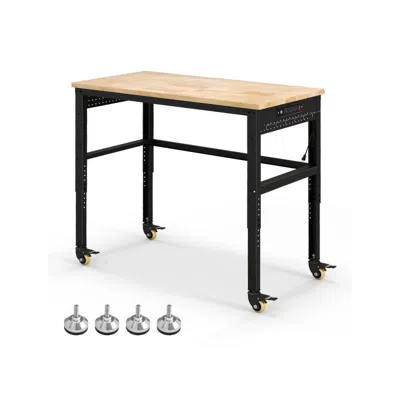 Hivvago 48 Inch Adjustable Work Bench With Power Outlets In Black