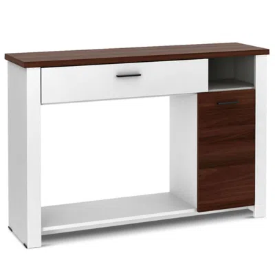 Hivvago 48 Inch Console Table With Drawer And Cabinet In Brown