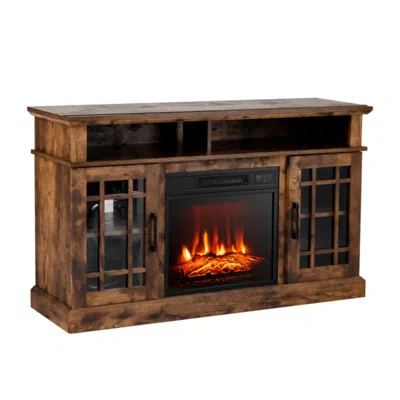 Hivvago 48 Inch Electric Fireplace Tv Stand With Cabinets For Tvs Up To 55 Inch-brown