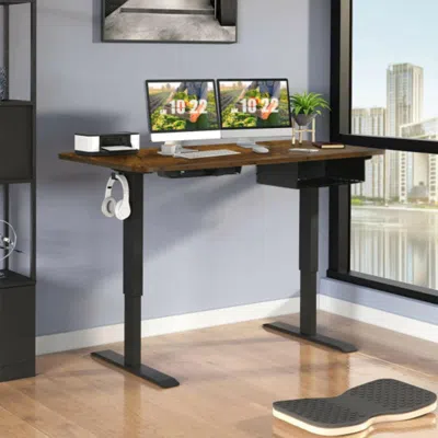 Hivvago 48-inch Electric Height Adjustable Standing Desk With Control Panel-rustic Brown