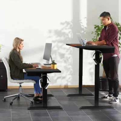 Hivvago 48 Inch Electric Sit To Stand Desk With Keyboard Tray-rustic Brown