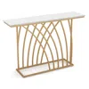 Hivvago 48 Inch Gold Console Table With White Faux Marble Tabletop-white