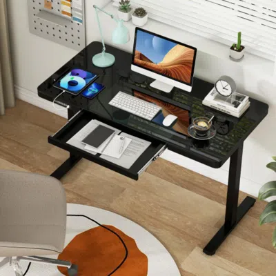 Hivvago 48-inch Height Adjustable Electric Standing Desk With Drawer-black