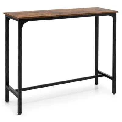 Hivvago 48 Inch Industrial Pub Dining Table With Steel Frame-rustic Brown In Blue