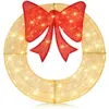 Hivvago 48 Inch Pre-lit Lighted Christmas Mesh Wreath With Large Bow And 200 Led Bulbs