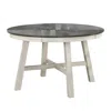 Hivvago 48 Inch Round Dining Table, 2 Tone Dark Veneer Top, Crisp White Base In Gray