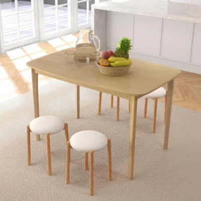 Hivvago 48 Inch Solid Wood Dining Table With Rubber Wood Supporting Legs For Kitchen Dining Room-natural