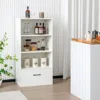 Hivvago 48 Inch Tall 4 Tiers Wood Bookcase With Drawer-white