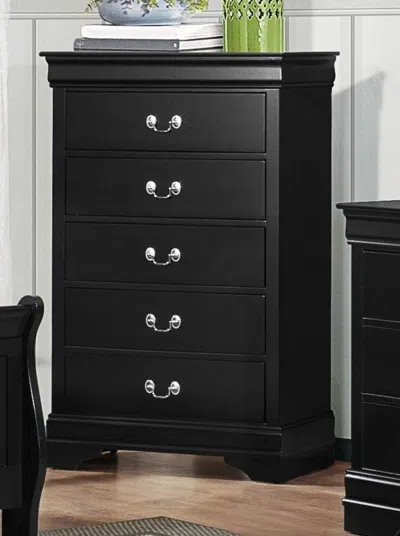 Hivvago 48 Inch Wood Tall Dresser Chest, Metal Drop Handles, Black