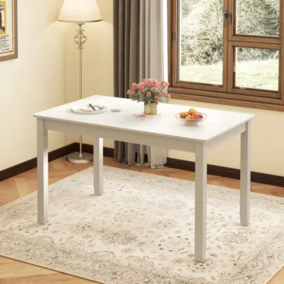 Hivvago 48-inch Wooden Dining Table For 4 People Rectangular Kitchen Table With Rubber Wood Legs-cream White