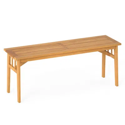 Hivvago 48 Inches Acacia Wood Bench With Breathable Slat Seat And Stable Triangular Structure In Brown