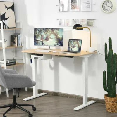 Hivvago 48 Inches Electric Standing Adjustable Desk With Control Panel And Usb Port-beige