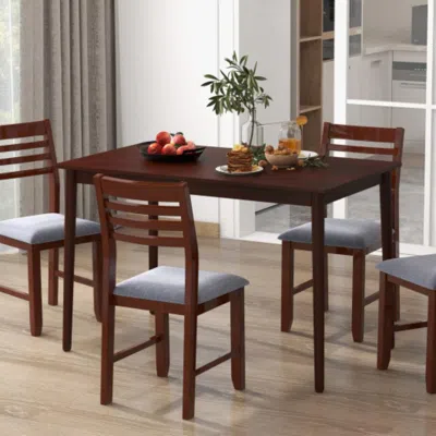 Hivvago 48 Inches Mid Century Dining Table For 4 With Rubber Wood Legs-brown