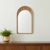 Hivvago 48" Light Brown Solid Wood Arch Framed Accent Mirror In Brown