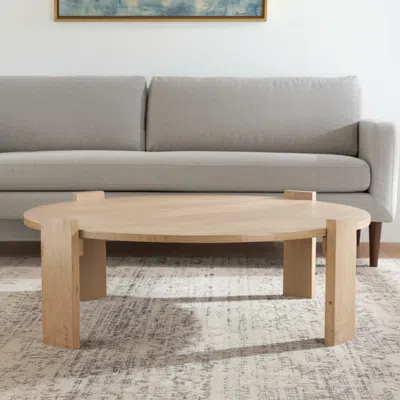 Hivvago 48" Natural Solid Wood Oval Coffee Table In Neutral