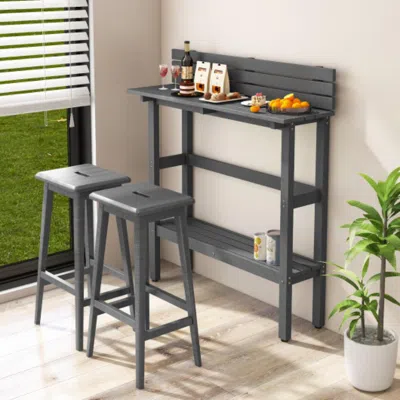 Hivvago 48" Patio Pub Height Table With Storage Shelf And Adjustable Foot Pads-gray