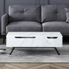 Hivvago 48" White And Black Wood And Steel Lift Top Coffee Table With Drawer In White
