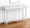 Hivvago 48" White And Silver Console Table And Drawers In White