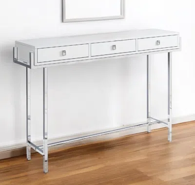 Hivvago 48" White And Silver Console Table And Drawers