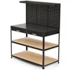 Hivvago 48 X 24 Inch Workbench Work Table With 3 Pcs Pegboard Drawer And Shelves In Black