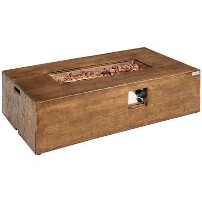 Hivvago 48 X 27 Inch Outdoor Gas Fire Pit Table 50 000 Btu With Lava Rocks And Cover In Brown