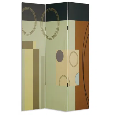 Hivvago 48" X 72" Multi Color Wood Canvas 3 Panel Screen In Green