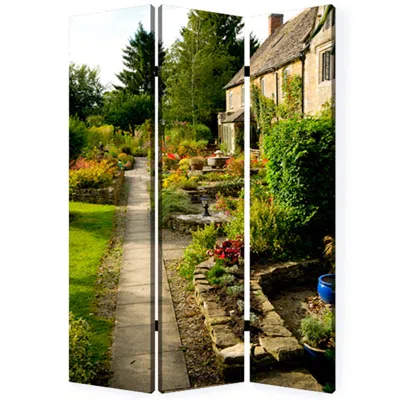 Hivvago 48" X 72" Multi Color Wood Canvas English Garden Screen
