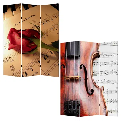 Hivvago 48 X 72 Multi Color Wood Canvas Music Screen