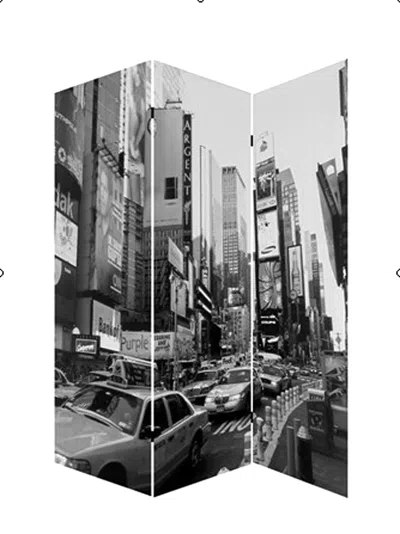 Hivvago 48 X 72 Multi Color Wood Canvas New York City Screen In Gray
