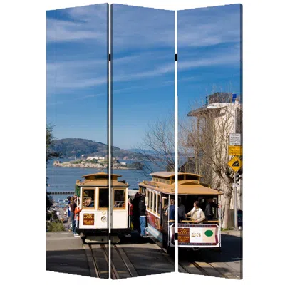 Hivvago 48" X 72" Multi Color Wood Canvas San Francisco Screen
