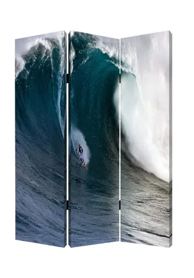 Hivvago 48 X 72 Multi Color Wood Canvas Wave Screen