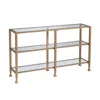 Hivvago 49" Clear And Gold Glass Floor Shelf Console Table With Storage In Gold