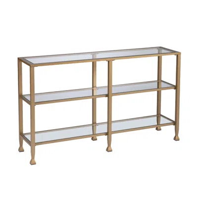 Hivvago 49" Clear And Gold Glass Floor Shelf Console Table With Storage