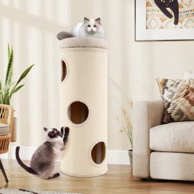 Hivvago 49 Inch Elevated Cat Cave 4-story Cat House For Multiple Cats